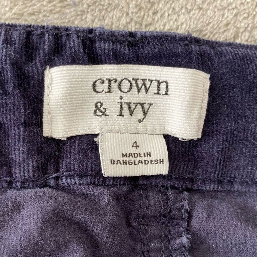 Crown & Ivy Skinny Corduroy Pants Womens 4 Blue Ankle Preppy Casual - Picture 6 of 11